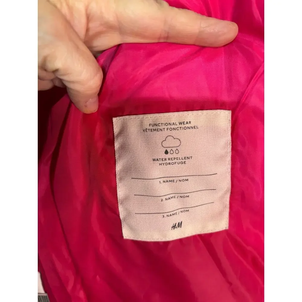 H&M 8 hot pink short puffer jacket from zip side entry pockets like new
